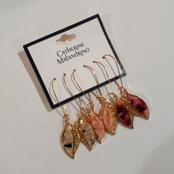 Catherine Malandrino Colorful Dangle Earrings - Set of 3 Women, Gold-Tone Hooks - Picture 3 of 9